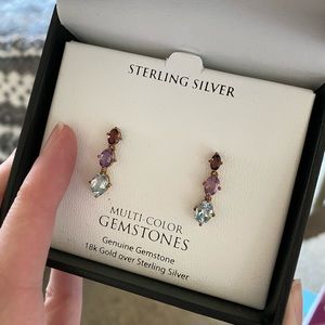 Sterling Silver multi colored gemstones earrings